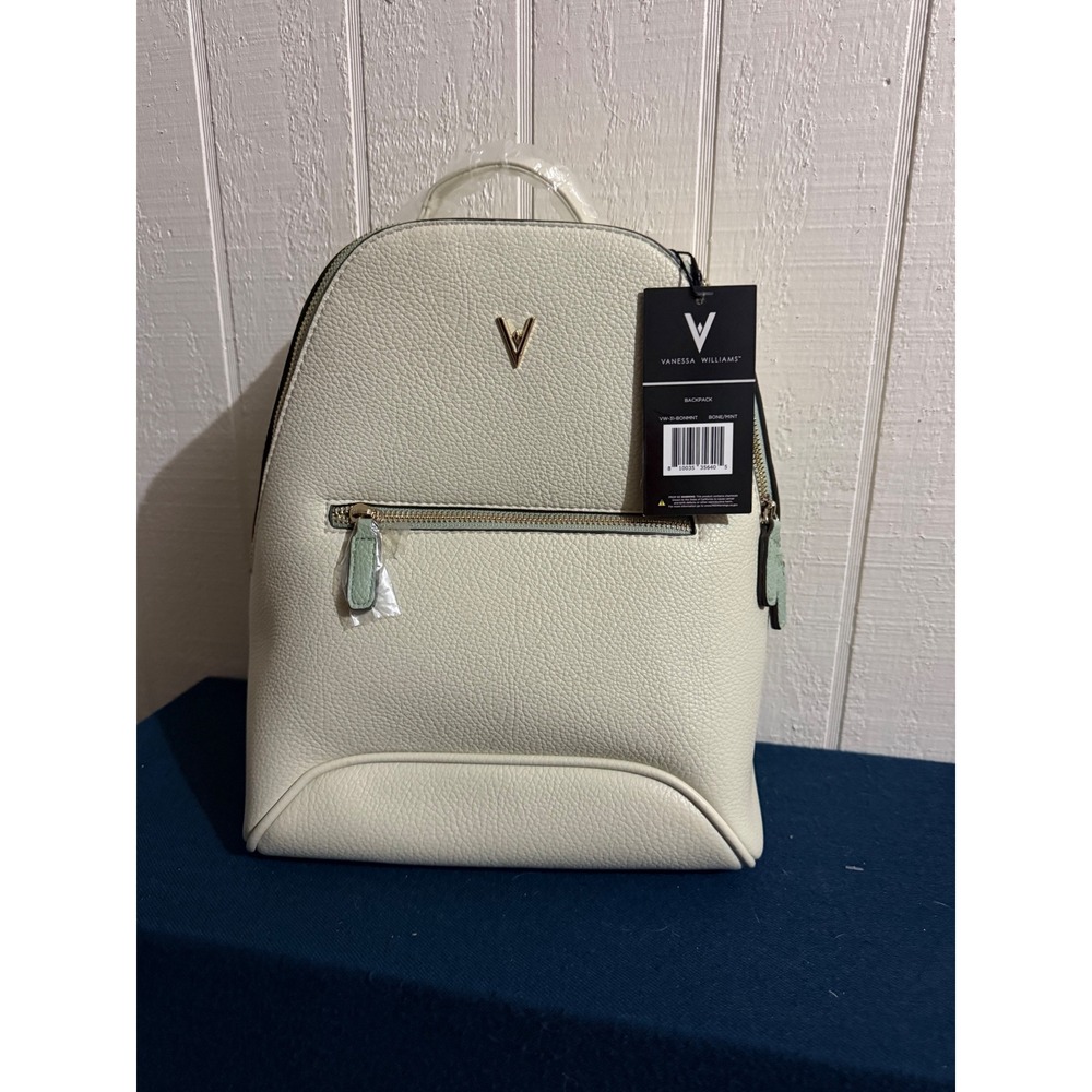 Vanessa Williams Bone Mint Pebble Faux Leather Backpack VW-31-BONMNT NWT